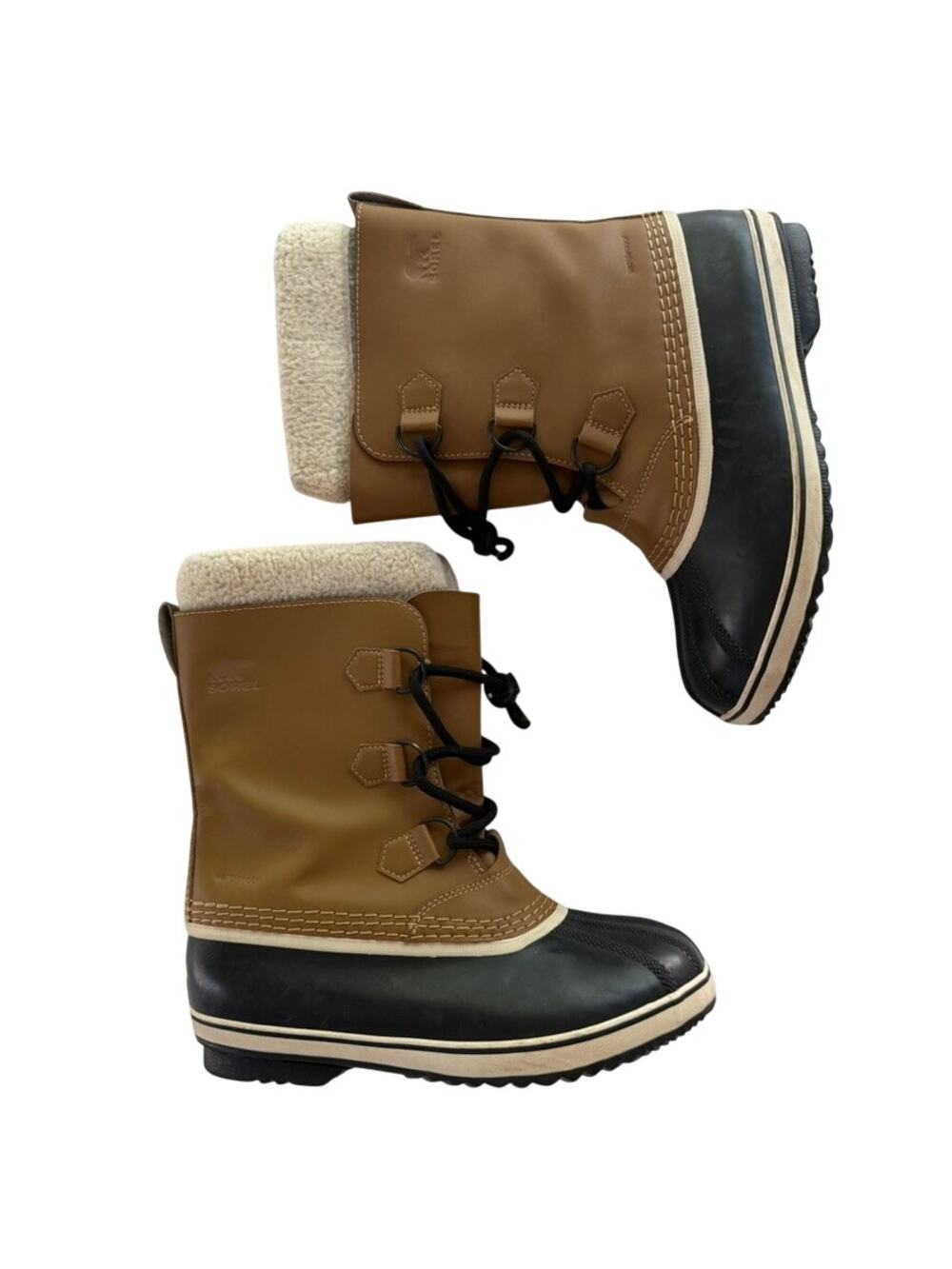 Sorel Pac Boots Ladies Size 7 Tan Rubber Waterproof Rain Winter